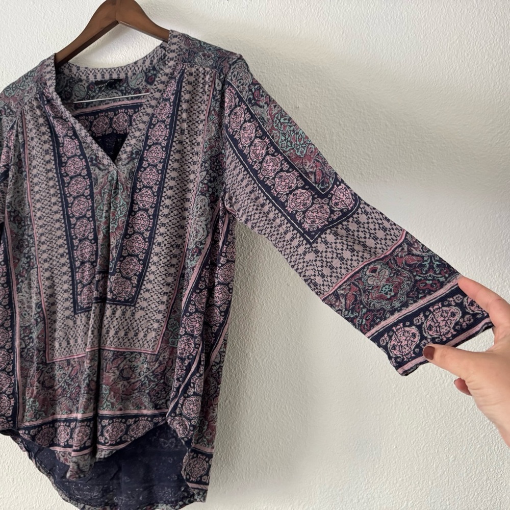 Lucky Brand Peasant Tunic Boho Chic Cottagecore Blouse XL Ethereal Whimsigoth - Picture 4 of 10